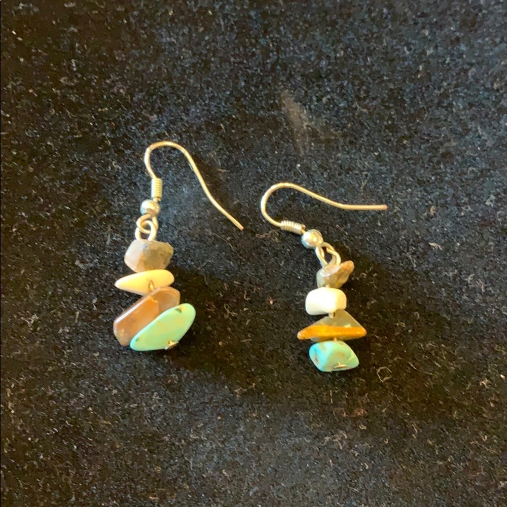 Stone crafted earrings. Very unique.